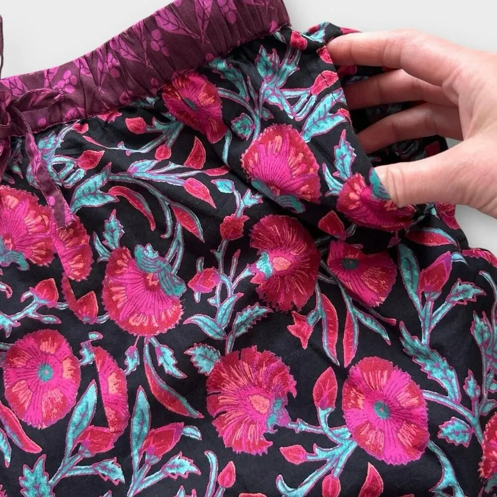 Sundance Leia Elastic Waist Pull On Floral Shorts Magenta Purple Womens XXS Boho